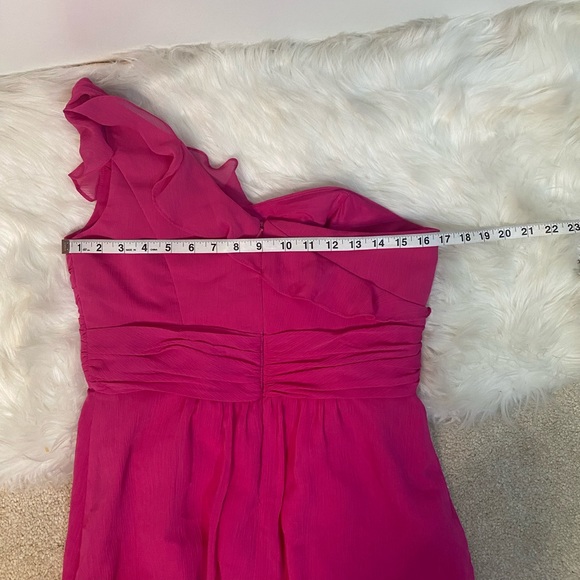 #153 David’s Bridal One Shoulder Cascading Gown size 10 - Picture 8 of 12